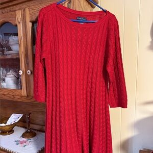 Red Cable Knit Dress